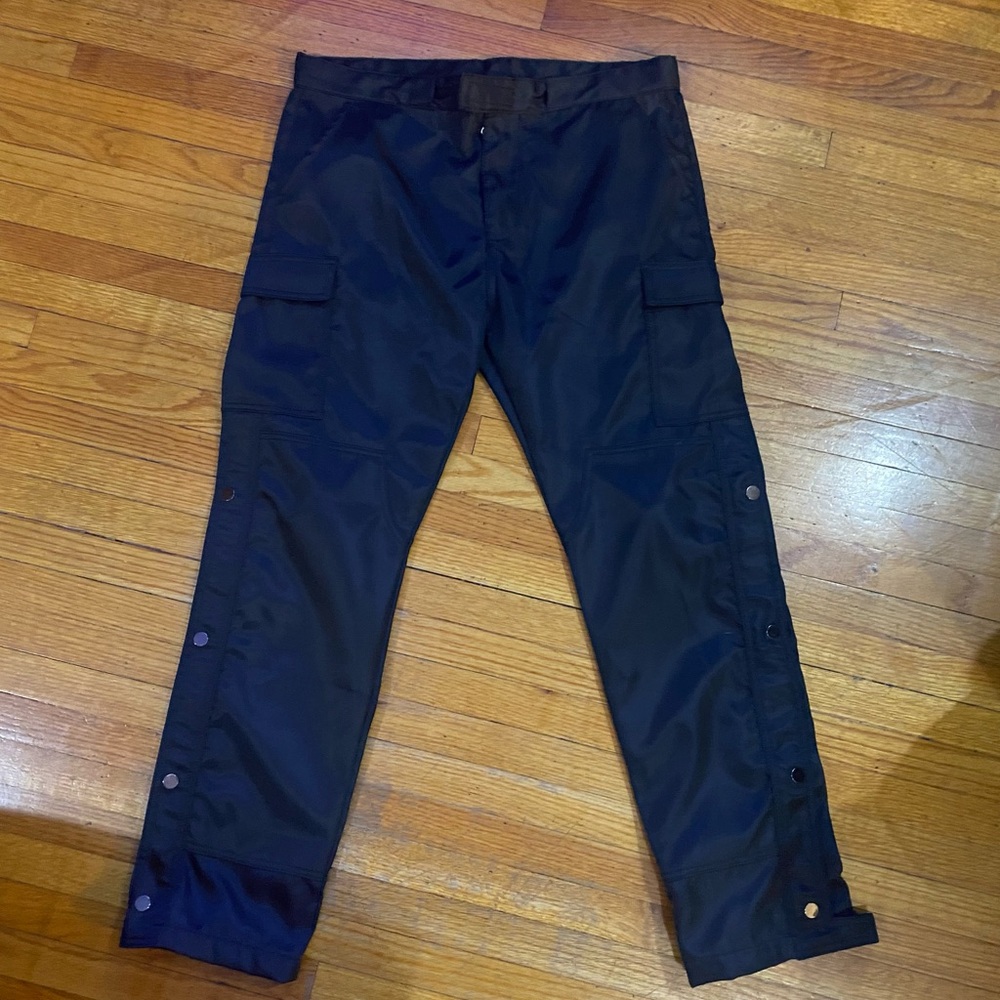MWOT MNML Nylon Pants Men's 36x32 Black Cargo Snap Side Pockets